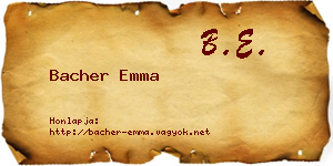 Bacher Emma névjegykártya